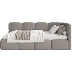 Selsey Jugendbett Cloudy rechts Bouclé Grau , Textil , 90x200 cm , Kinder- & Jugendzimmer, Jugendmöbel, Jugendbetten