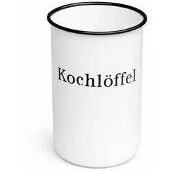 DanDiBo Kochlöffelhalter Metall emailliert Weiß 11,5 cm , 8x11.5x8 cm , Küchenzubehör, Küchenhelfer, Küchenutensilien