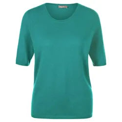 Pull col rond en laine vierge et cachemire include turquoise