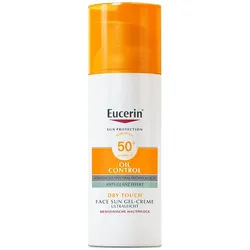 Eucerin® Oil Control Face Sun Gel-Creme LSF 50+ – sehr hoher Sonnenschutz mit 14 Stunden Anti-Glanz Effekt, auch für zu Akne neigende Haut Sonnenschutzcreme 50 ml Unisex 50 ml Sonnenschutzcreme