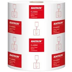 KATRIN Plus Centerfeed Handtuch-Mehrzweckrolle M 1000 Blatt, Mehrzweckrolle 1-lagig mit Prägung zum Händetrocknen und Oberflächenreinung, 1 Packung = 6 Rollen à 790 Tücher