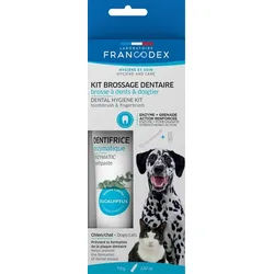 FRANCODEX Zahnreinigungsset mit Enzympaste für Hunde und Katzen 70g