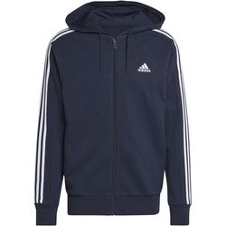 adidas ESSENTIALS FRENCH TERRY 3-STREIFEN Herren Kapuzenjacke blau/weiß - L