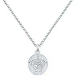 Hey Happiness Kette mit Anhänger Platte 'Kämpfer', Halskette Silber 925 mit Bedeutung, 18K Gold, Filigrane Damenkette Anhänger Geo Löwen Kopf, Symbolkette silberfarben