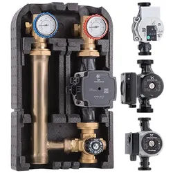 Barberi Regelgruppe mit thermostatischem Mischventil - reversibel - DN 25 - mit Bypass-Anschlüssen OHNE PUMPE G 1 1/2'' AG-G 1'' IG