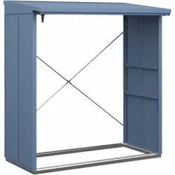 Hörmann Kaminholzregal Berry B 181 x T 103 cm (KHR Typ 2), Motiv Modern (mit breiten Lamellen), Taubenblau (RAL 5014)