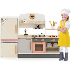 Costway Spielzeugküche Multicolor , Holz , 24x65x90 cm , Spielzeug, Kinderküchen