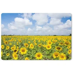 MuchoWow Mauspad Sonnenblumen - Blumen - Wolken - Natur - Gelb - Landschaft (1-St), Mousepad XXL für Tastatur und Maus, Gaming Setup, Desk Mat, 120x80 cm bunt 120 cm x 80 cm