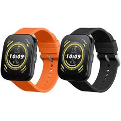 kwmobile 2x Uhrenarmband für Huami 22mm Amazfit Bip 6 / Bip 5 Unity / Bip 5 / Smartwatch, 2-tlg., Fitnesstracker Band Set aus TPU Silikon - Ersatzarmband Smartwatch orange|schwarz