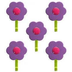Kochblume Wandhaken Blumenhaken S, (Spar-Set, 5-St), Tragkraft bis zu 3,5 kg lila