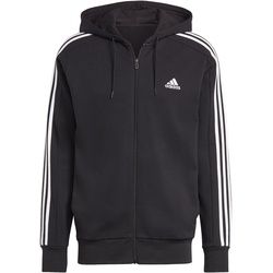 adidas ESSENTIALS FRENCH TERRY 3-STREIFEN Herren Kapuzenjacke schwarz/weiß - S