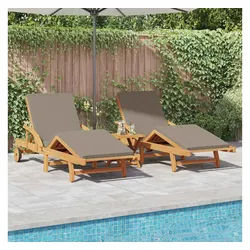 vidaXL Gartenliege, Sonnenliege 2 pcs Taupe 200 x 67 x 84cm Massivholz Akazie