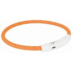 Flash Light Ring USB Illuminated Dog Safety Collar Orange Size L-XL 7mm 65cm