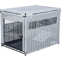 TRIXIE Home Kennel, Polyrattan, M: 58 x 60 x 77 cm, hellgrau