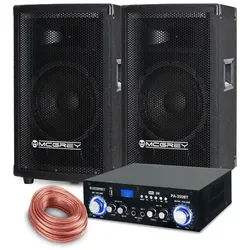 McGrey PA Komplettset DJ Anlage Party-Lautsprecher (Bluetooth, 300 W, Partyboxen 20cm (8 zoll) - inkl. Endstufe) schwarz