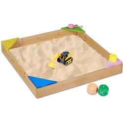 Relaxdays Sandkasten , Hellbraun , Holz , 90x11.5x90 cm , Outdoor Spielzeug, Sandkästen