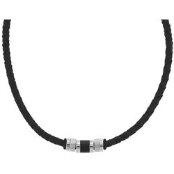 TOM TAILOR Kette mit Anhänger Schmuck Geschenk Edelstahl Leder Kautschuk schwarz