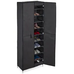 relaxdays Stoffschrank Schuhschrank Stoff 30 Paar Schuhe Anthrazit grau|schwarz