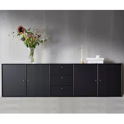 Hammel Furniture Sideboard Mistral, Hochwertig Schrank, hängend/stehend montierbar, mit Türen und Schubladen, B: 220 cm, anpassungsbar Designmöbel schwarz