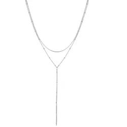 Hey Happiness Y-Kette Layer Damen Edelstahl 18K Roségold vergoldet, Erbskette Schlangen Kette Y, wasserfest silberfarben