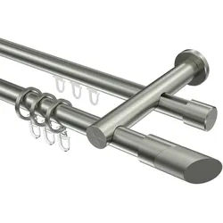 GARDINENSTANGE RUNDROHR-INNENLAUF Platon Verano 160 cm, 2-läufig, 20 mm Ø Edelstahl-Optik