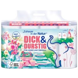 Dick & Durstig Haushaltstücher, Küchenrolle, saugstark, reißfest und besonders weich, 1 Packung = 8 Rollen zu je 45 Blatt