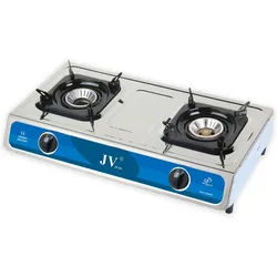 Edelstahl Gaskocher Campingkocher 2-flammig mit Zündsicherung, 30 - 50 mbar