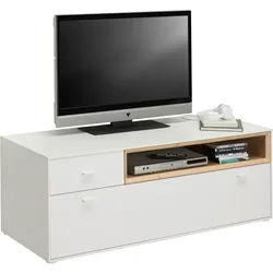 Hom`in Tv-Element , Weiß, Eichefarben , Holzwerkstoff , 1 Schublade(n) Schubladen , 130x48x50 cm , Babymöbel & Kindermöbel, Kinderzimmer & Jugendzimmer, Phonomöbel