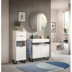 Badezimmer Riff 3-tlg. ca. 105 cm Weiß/Schwarz