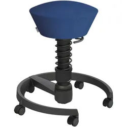 Aeris Bürohocker , Blau, Schwarz , Metall, Textil , Rollen, C-Form, rund , 55x45.66x55 cm , Made in Germany, Oeko-Tex® Standard 100, AGR-geprüft , Büromöbel, Bürostühle, Bürohocker