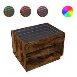 vidaXL Couchtisch NA Couchtisch mit Infinity-LED Räuchereiche 70x50x50 cm braun