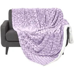 Homescapes Kuscheldecke Sherpa 200/230 cm, Samtdecke mit Dreieckmuster , Lila , Textil , Grafikmuster , Rechteckig , 200x230 cm , Heimtextilien, Wohntextilien, Decken, Kuscheldecken