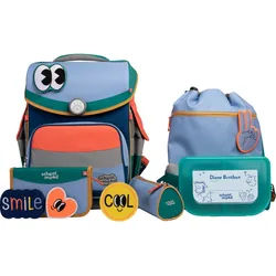 School-Mood Timeless Pro Happy Colours Collection, 6-tlg. Schulranzenset Happy Sapphire