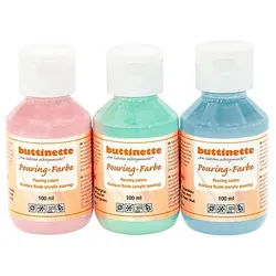 buttinette Pouring-Farben "Pastell", 3x 100 ml