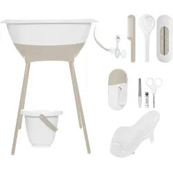 Luma Babybadeset , Weiß , Kunststoff , 8-teilig , 40x46x79 cm , Grüner Punkt , Pflegen, Baden, Babybadewannen