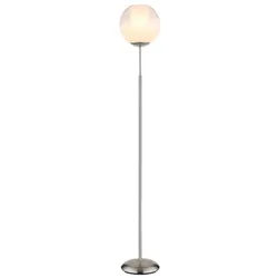 GLOBO LIGHTING Stehlampe, Leuchtmittel nicht inklusive, Stehleuchte Beistellleuchte Standlampe Kristalle opal verchromt Glas weiß