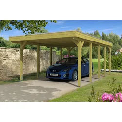 Skan Holz Friesland Einzelcarport - Breite 397 cm Nadelholz-Gr. 2 - 397 x 708 cm-Nut- und Feder Dachschalung mit EPDM-Dachfolie-imprägniert (farblich unbehandelt) Holzcarport
