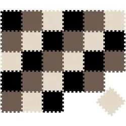 Littletom Spielmatte ab Null - 270/90 cm Puzzlematte Beige , Multicolor , Kunststoff , Rechteckig , 30x30 cm , waschbar , Teppiche und Böden, Teppiche, Kinderteppiche