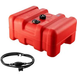 VEVOR Marine-Kraftstofftank, 55 L, tragbarer Bootstank mit Außenbordmotor, Kunststoff-Außenbord-Kraftstofftank für Marineboote mit Schlauch, leicht zu tragen für Yacht, Fischerboot, Deckboot, rot