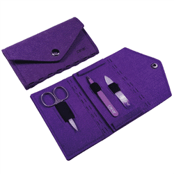 Canal Manikür-Etui aus Filz mit Druckknopf violett, 3-teilig