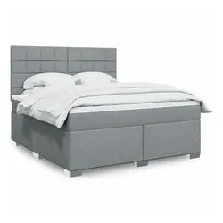 vidaXL Boxspringbett, Boxspringbett mit Matratze Hellgrau 180x200 cm Stoff