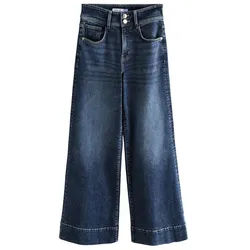 Next Stretch-Jeans Hochbund-Stretchjeans mit weitem Bein, Kurzgröße (1-tlg) blau 24 (GB: 20 Petite)