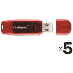INTENSO USB-Stick Rainbow Line 3502491 USB 2.0 128GB rot/transparent 5er Pack