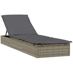 furnicato Gartenliege Sonnenliege Grau 201x55x20/23/36/50/62 cm mit Kissen Dunkelgrau grau