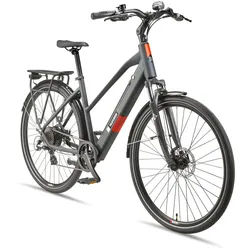Telefunken Damen Trekking E-Bike XT490 mit 8-Gang Shimano Kettenschaltung, Granitgrau