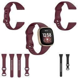 Wigento Smartwatch-Armband Für Fitbit Versa 4 / Versa 3 / Sense Kunststoff / Silikon Armband für Männer / Größe L Weinrot Uhr