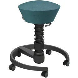 Aeris Bürohocker , Schwarz, Petrol , Metall, Textil , Rollen, C-Form, rund , 55x45.66x55 cm , Made in Germany, Oeko-Tex® Standard 100, AGR-geprüft , Büromöbel, Bürostühle, Bürohocker