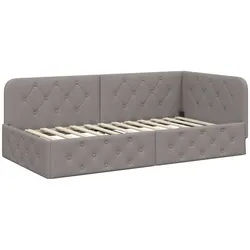 vidaXL Bett Eckbettgestell Taupe 100 x 200 cm Stoff (1-tlg)
