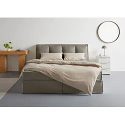 LeGer Home by Lena Gercke Boxspringbett Addyson (Härtegrade H2, H3 und H4 wählbar), Boxspringbett inkl. Topper, 2 Matratzen grau 170 cm x 230 cm