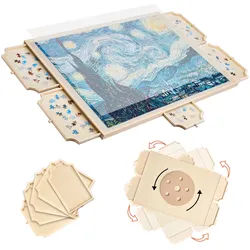 VEVOR 1500-teiliges drehbares Puzzlebrett mit 5 Schubladen & Abdeckung, tragbarer Puzzletisch (890 x 660 x 30 mm), Puzzle-Zubehör für Erwachsene, Puzzle-Organizer-Aufbewahrungssystem Puzzle Boards
